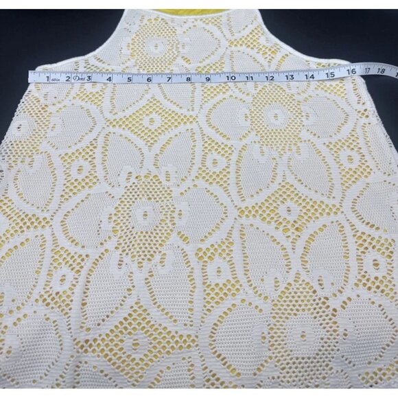 Anthropologie Women’s Cosette Yellow Lined Cutout Overlay Tank Top Sz XS - Picture 5 of 8